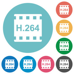 H.264 movie format flat round icons