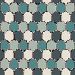 Obraz premium Seamless surface pattern with repeated scallops. Geometric figures abstract background. Simple ornament with scale