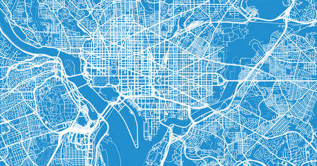 Urban vector city map of Washington D.C, USA