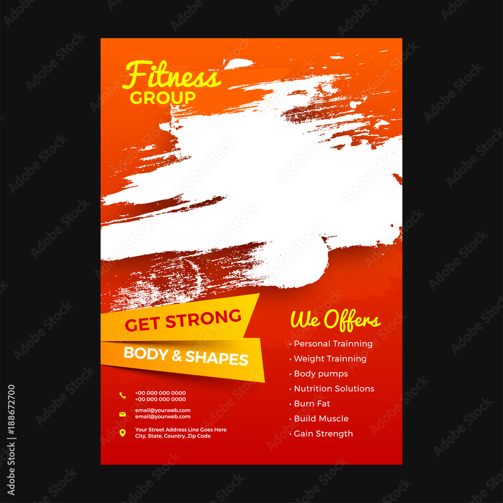 Canvas Prints Fitness Club Flyer & Poster Cover Template.