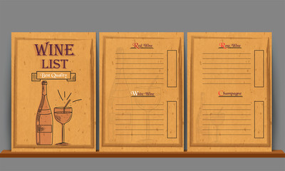 Vintage restaurant bar wine cocktails and alcoholic drinks menu card design.