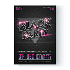 Black Party Flyer, Poster or Banner Design.
