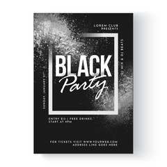 Black Party Flyer, Banner or Poster Design.