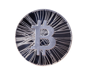 Bitcoin coin on a white background. Crypto currency.