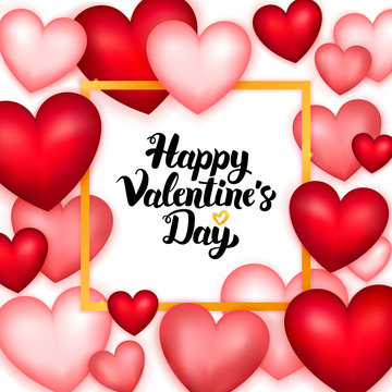 Happy Valentines Day Many Hearts