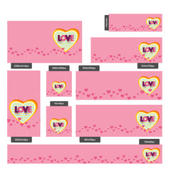 Social Media Post or Banners with paper hearts on pink background.