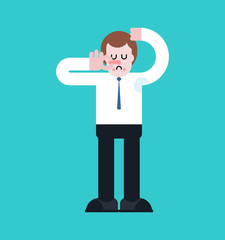 Smell of sweat. Smelly armpit. Stink. Man Close nose. Guy Stubs. Vector illustration