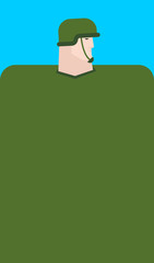 Torso soldier for 23 February Postcard template. Military holiday in Russia