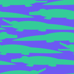 Crocodile Seamless Pattern. Alligator Kids cloth ornament. Predator animal Background. Vector illustration