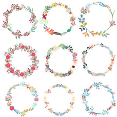 Fototapeta premium Set of vector frames from wreath