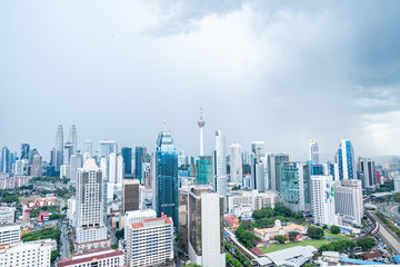 City skyline from a rooftop in indonesia. Kuala Lumpur