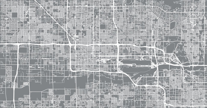 Urban Vector City Map Of Phoenix, Arizona, USA