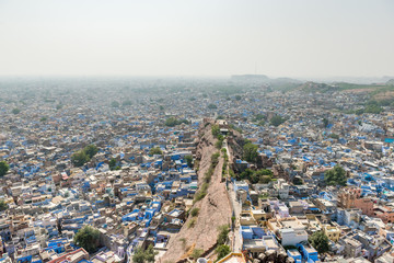 view over the blue city of Jodhpur from Mehrangarh Fort, Rajasthan