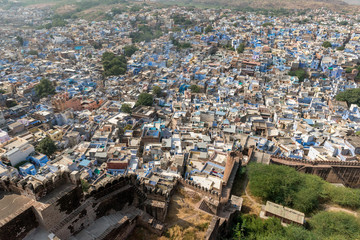 view over the blue city of Jodhpur from Mehrangarh Fort, Rajasthan