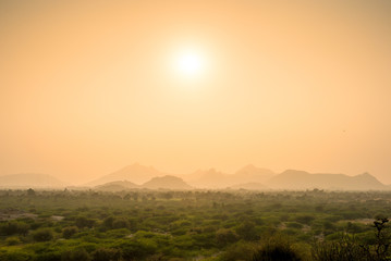 Landscape near Jawai at sunset, Rajasthan