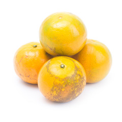 Ripe tangerine orange isolated on white background. Shogun orange fruit
