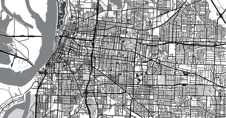 Urban vector city map of Memphis, Tennessee, USA