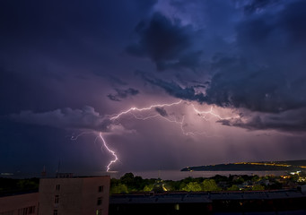 lightning strikes in the sky