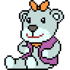 Fototapeta premium vector pixel art bear doll