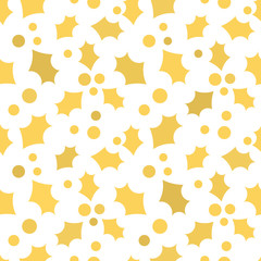 Christmas holly seamless golden pattern