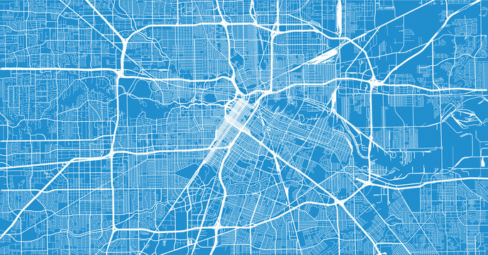 Urban Vector City Map Of Houston, Texas, USA