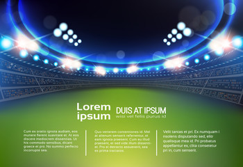 Sport Stadium With Lights And Tribunes Template Infographic Background Flat Vector Illustration