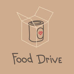 Food Drive charity movement, vector illustration