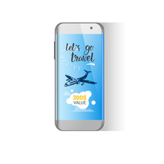 Travel Company Message On Mobile Phone Screen Tourist Agency Advertisement Flat Vector Illustration