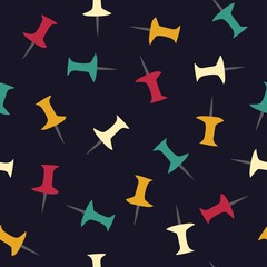 Drawing pin. Vector bright seamless pattern