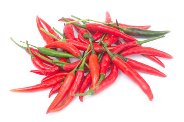 Red chili peppers isolated on a white background.