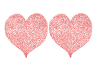 Valentine's day, Red Polka Dots hearts isolated on white background, Heart shape