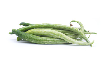 Snake gourd or Trichosanthes anguina Linn. Isolated on white background