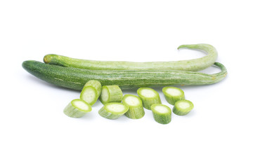Snake gourd or Trichosanthes anguina Linn. Isolated on white background