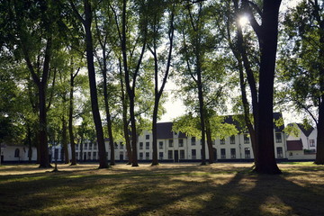 Houses in Princely Beguinage Ten Wijngaerde complex in Bruges, Belgium