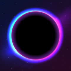 Space themed background with dark orb and glowing edges - obrazy, fototapety, plakaty