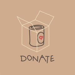 Food Drive charity movement, vector illustration