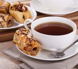 Baklava Pastry Snack and Cup of Tea
