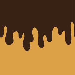 Brown streaks of chocolate on cookies. Vector seamless banner. Wrapping of packages