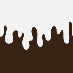 White stains of frosting on a chocolate biscuit. Vector seamless banner. Wrapping of packages
