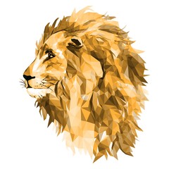 Lion's head, king of beasts, mosaic. Trendy style geometric on white background