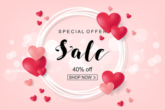 Creative Poster, Banner or Flyer design of Sale. Happy Valentine's Day celebration.