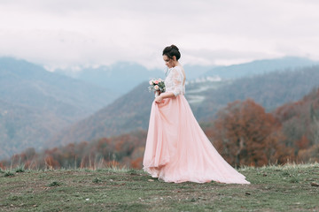 modern wedding in the mountains in Sochi and the sea, a wedding in a European style by car.