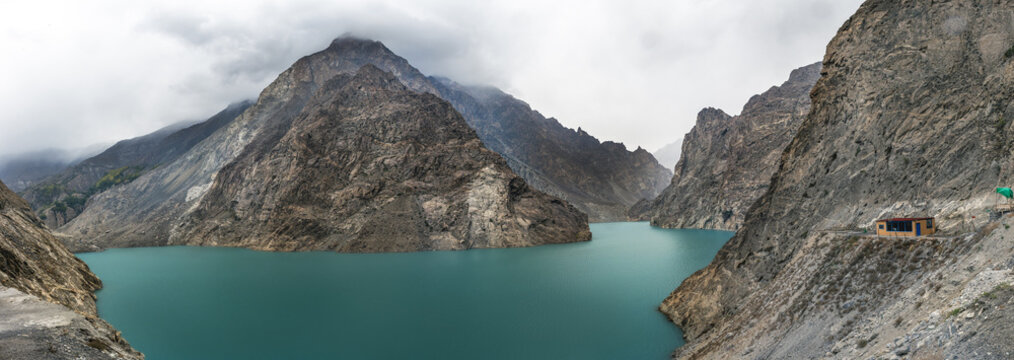 View of Pakistan country along the Hunza River from Hunza Valley to Pasu.