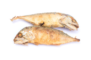 Fried mackerel isolated on white background, Thai Cuisine