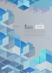 Geometric blue cube graphic with space for text BG