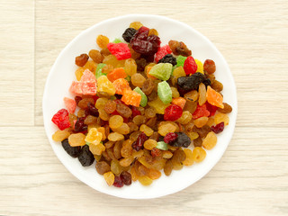 Dried fruits on wooden desk