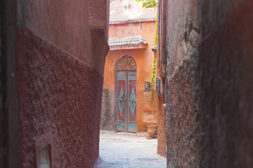 Fototapeta na wymiar Old streets of Marrakech medina district in Morocco 
