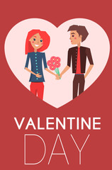 Valentines Day Conceptul Poster with Dating Couple