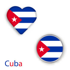 Fototapeta premium Heart and circle symbols with flag of Cuba.