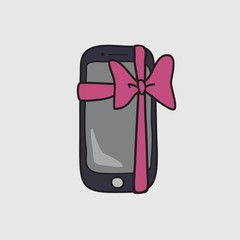 A gift is a mobile phone. Vector smartphone with bow